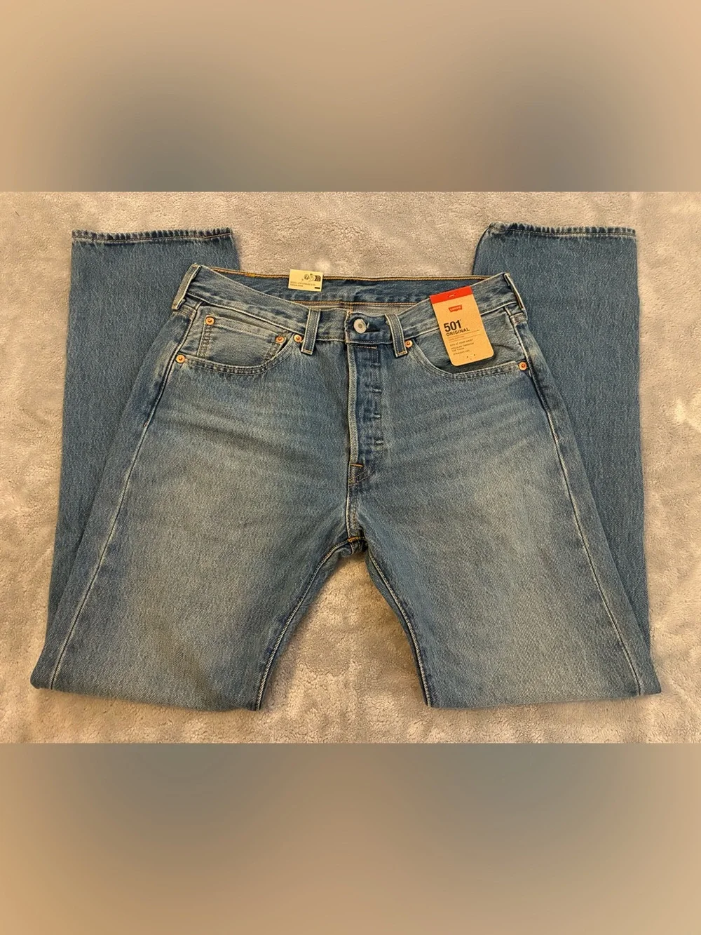 Men’s Levi Strauss 501 Original Blue Medium Wash Straight-Leg Jeans 31 X 32